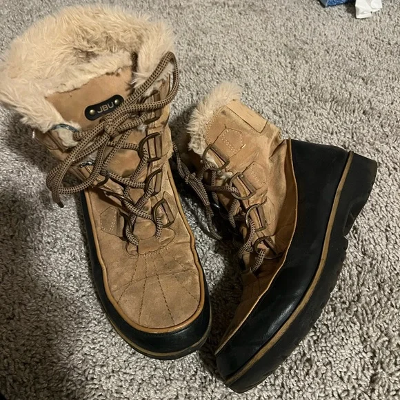 JBU tan and brown faux suede waterproof boots size 9 NWT POLAND - tan main image 2